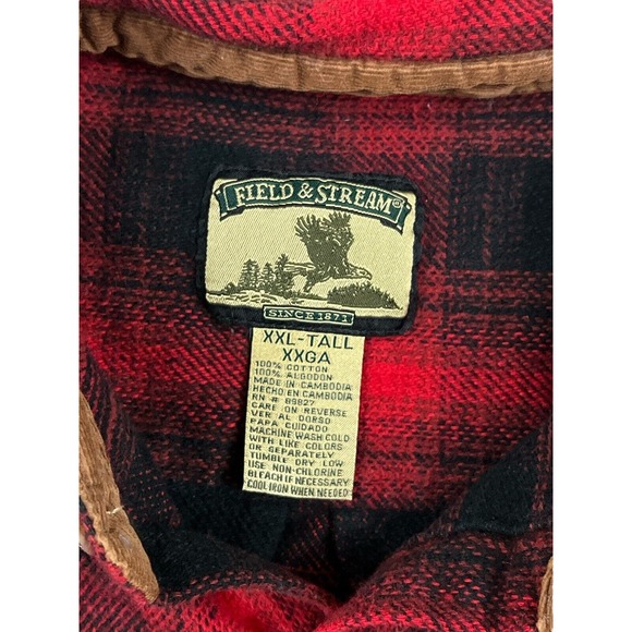 Field & Stream Men Red Black Flannel‎ Shirt Sz XXL Tall - Picture 5 of 6